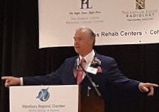 Joseph Cappello speaking at a Waterbury Regional Chamber podium